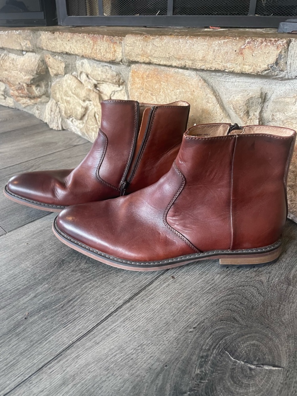 Men's Brown Leather Zip Ankle Boots - Casual Dress Chelsea-Inspired